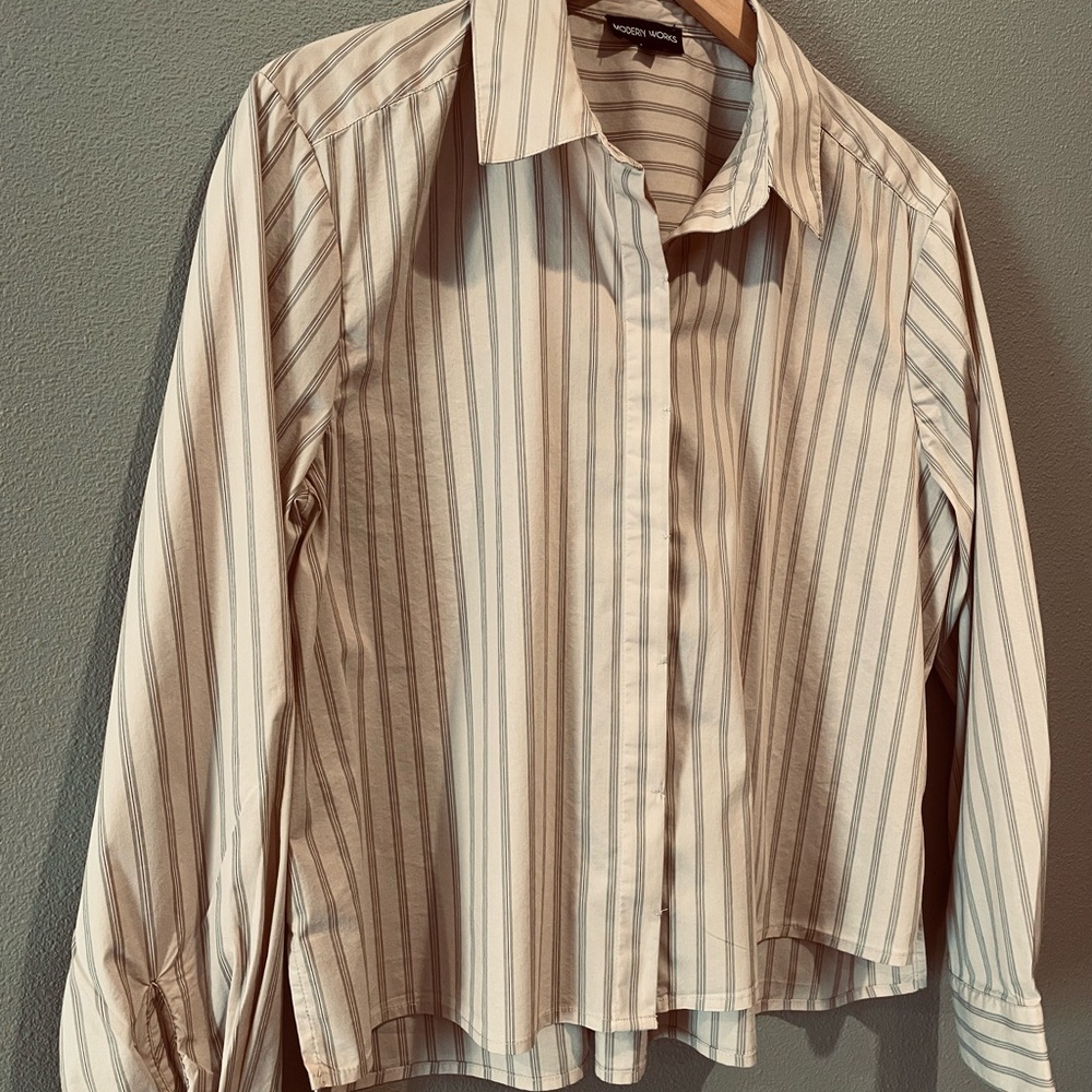Modern Works Women's Striped Button Down Shirt